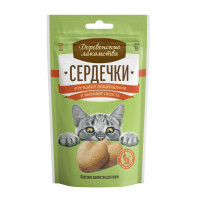 Деревенские лакомства, д/кошек сердечки для улучшения пищеварения, выводят шерсть